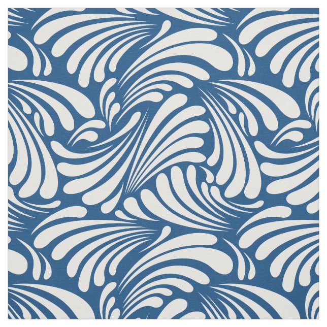 Art Nouveau dark cerulean blue Fabric (Swatch)
