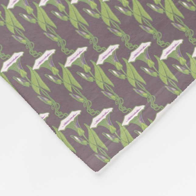 Art Nouveau dark Ipomoea floral wallpaper art Fleece Blanket (Corner)