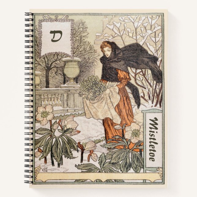Art Nouveau December Winter Garden Illustration Notebook (Front)