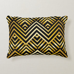 art nouveau,deco,gold,black,chic,elegant,vintage,c accent pillow