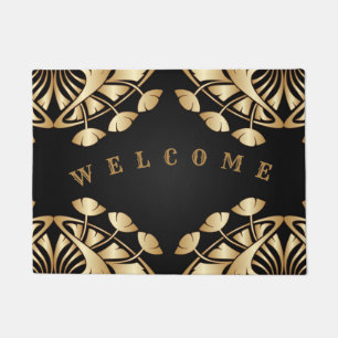art nouveau,deco,gold,black,chic,elegant,vintage,p doormat
