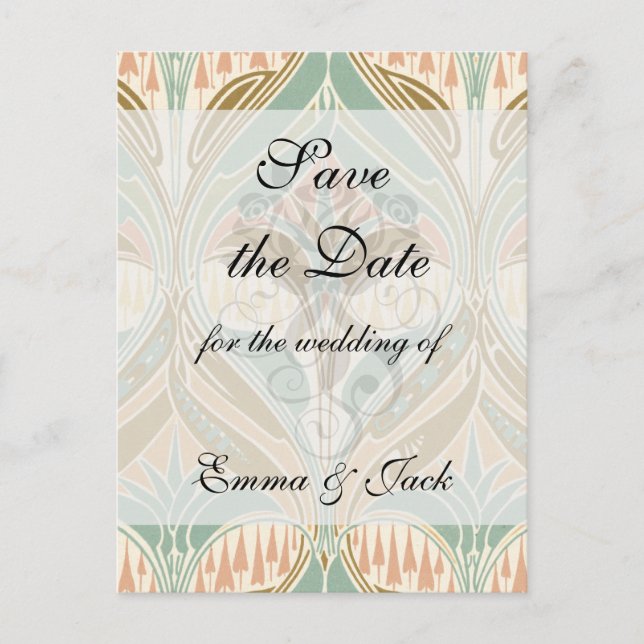 art nouveau decorative bliss pattern announcement postcard (Front)