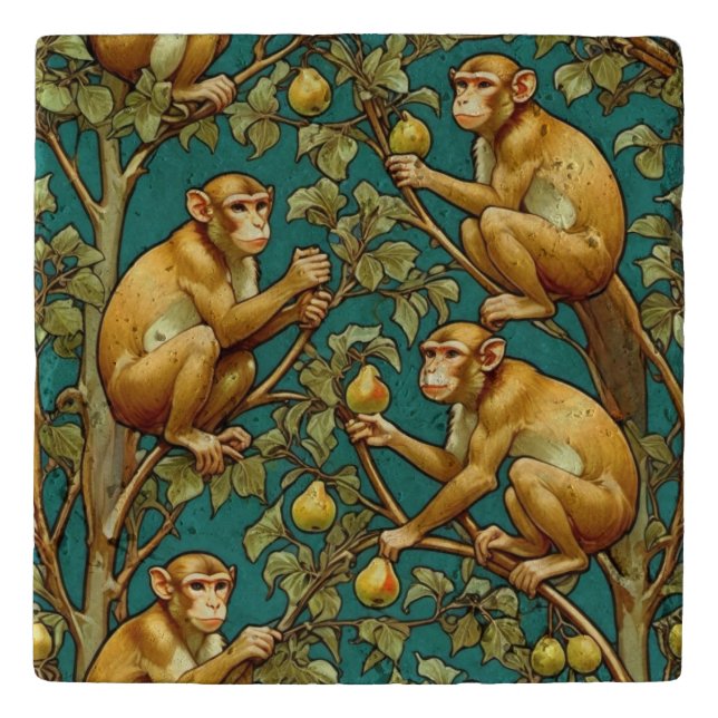 Art Nouveau Decorative Ceramic Tile Trivet (Front)