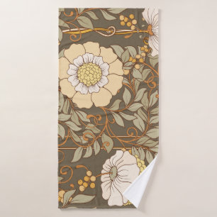 Art Nouveau: Decorative Floral Vintage. Bath Towel