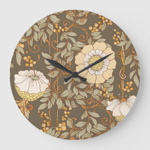 Art Nouveau: Decorative Floral Vintage. Large Clock