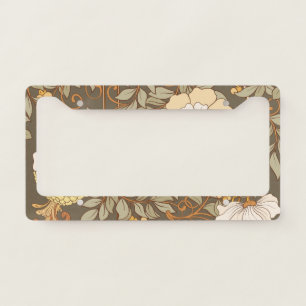 Art Nouveau: Decorative Floral Vintage. License Plate Frame