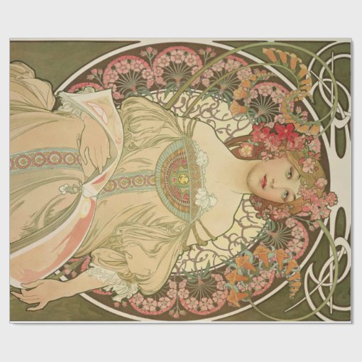 Art Nouveau Decoupage Poster Wrapping Paper Zazzle