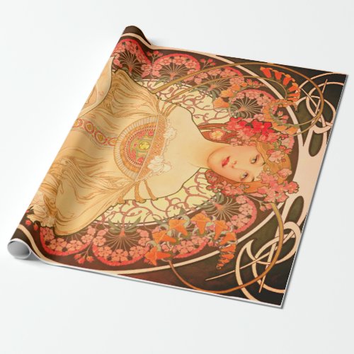Art Nouveau Decoupage Poster Wrapping Paper