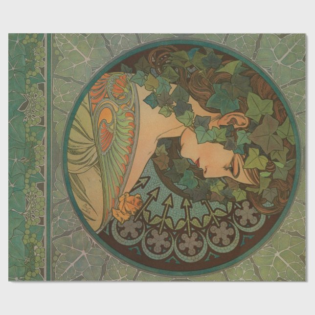 Art Nouveau Decoupage Poster Wrapping Paper (Flat)