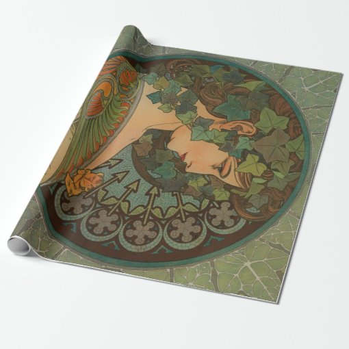 Art Nouveau Decoupage Poster Wrapping Paper Zazzle
