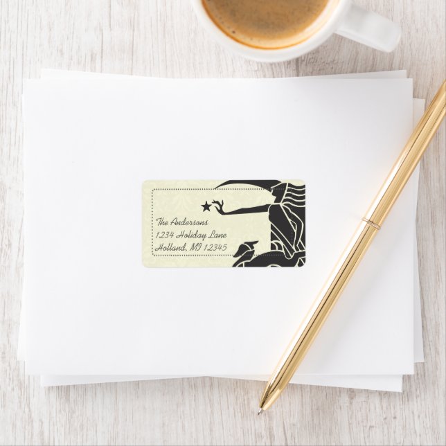 Art Nouveau Deer Damask Return Address Labels (Insitu)