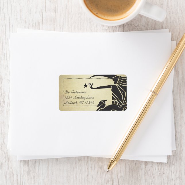 Art Nouveau Deer Damask Return Address Labels (Insitu)