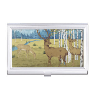 Art Nouveau Deer Forest Maurice Verneuil Art Business Card Case