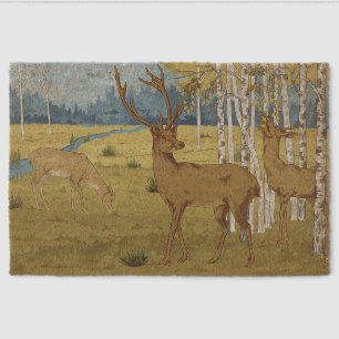 Art Nouveau Deer Forest Maurice Verneuil Art Fiber Doormat