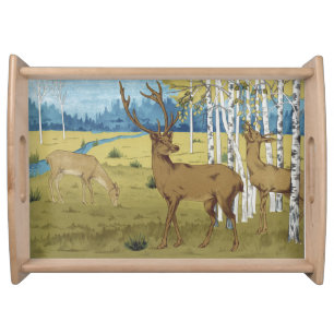 Art Nouveau Deer Forest Maurice Verneuil Art Serving Tray