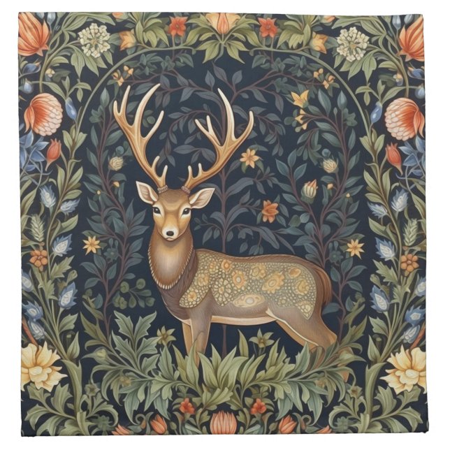 Art nouveau deer in the garden cloth napkin (Front)