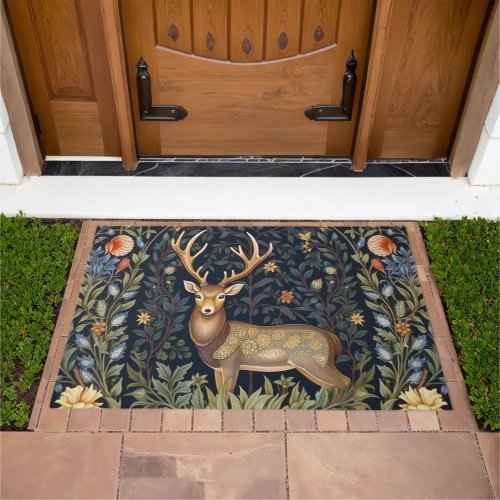 Art nouveau deer in the garden doormat