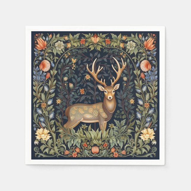 Art nouveau deer in the garden napkins (Front)