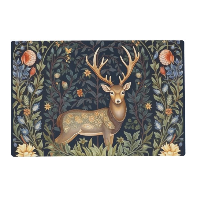 Art nouveau deer in the garden placemat (Back)