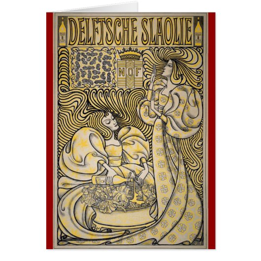 Art Nouveau Delftsche Slaolie Delft Cards (Front)