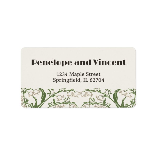 Art Nouveau Delicate Snowdrops Wedding Label (Front)