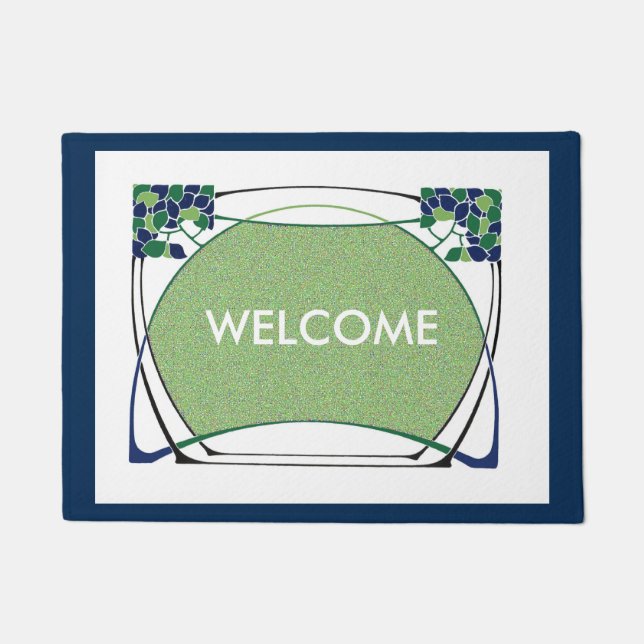Art Nouveau design with trees Doormat (Front)