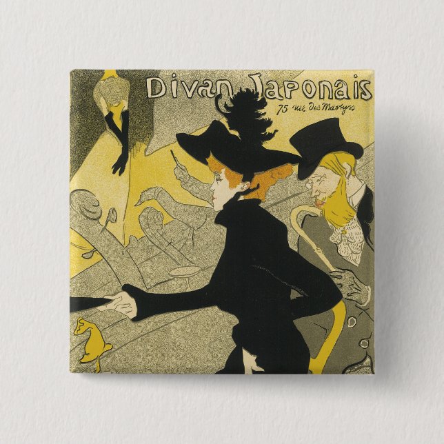 Art Nouveau, Divan Japonais by Toulouse Lautrec Button (Front)
