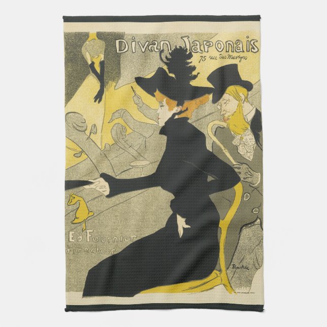 Art Nouveau, Divan Japonais by Toulouse Lautrec Kitchen Towel (Vertical)
