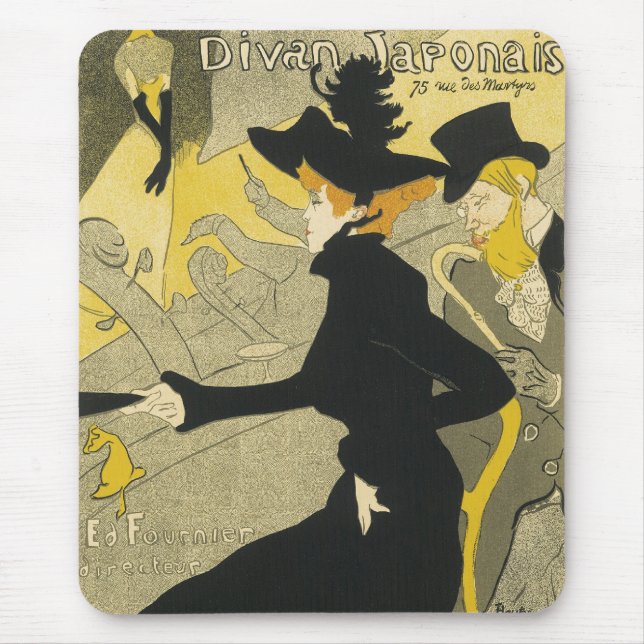 Art Nouveau, Divan Japonais by Toulouse Lautrec Mouse Pad (Front)