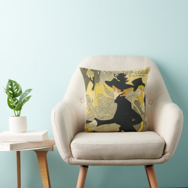 Art Nouveau, Divan Japonais by Toulouse Lautrec Throw Pillow (Chair)