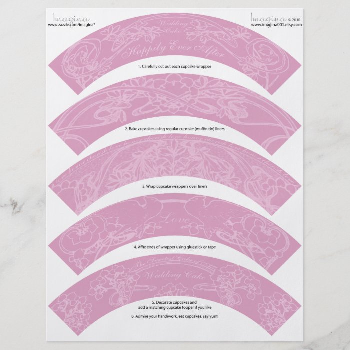 Art Nouveau DIY Wedding Cupcake Wrappers Wraps Flyer Design