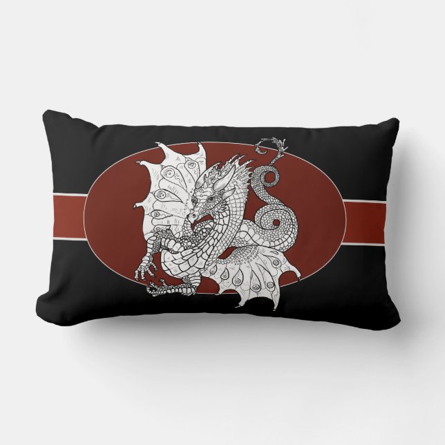 Art Nouveau Dragon Lumbar Pillow (Front)