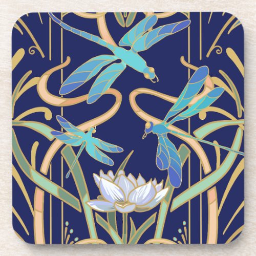 Art Nouveau Dragonflies Beverage Coaster