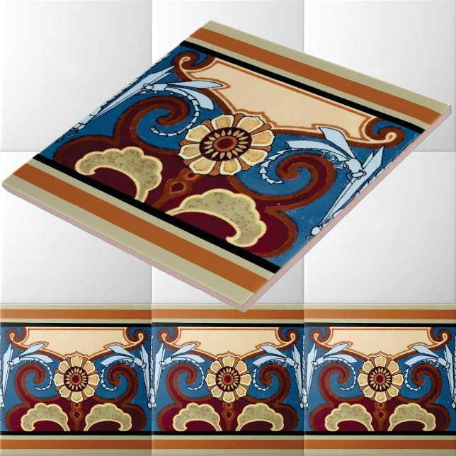 Art Nouveau Dragonflies & Flowers Frieze Ceramic Tile (Creator Uploaded)