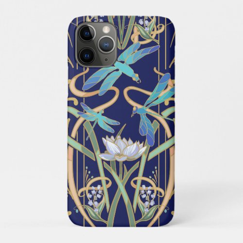 Art Nouveau Dragonflies Pattern iPhone 11 Pro Case