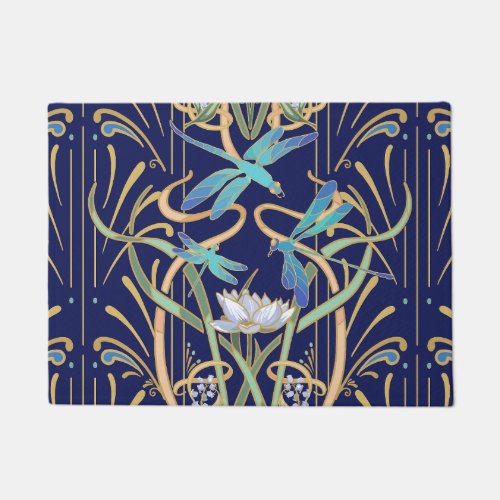Art Nouveau Dragonflies Pattern Doormat