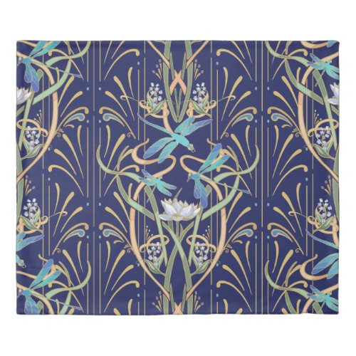 Art Nouveau Dragonflies Pattern Duvet Cover