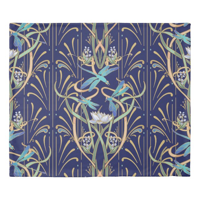 Art Nouveau Dragonflies Pattern Duvet Cover (Front)
