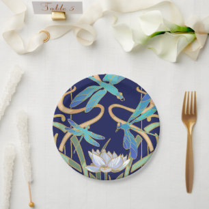 Art Nouveau Dragonflies Pattern Paper Plates