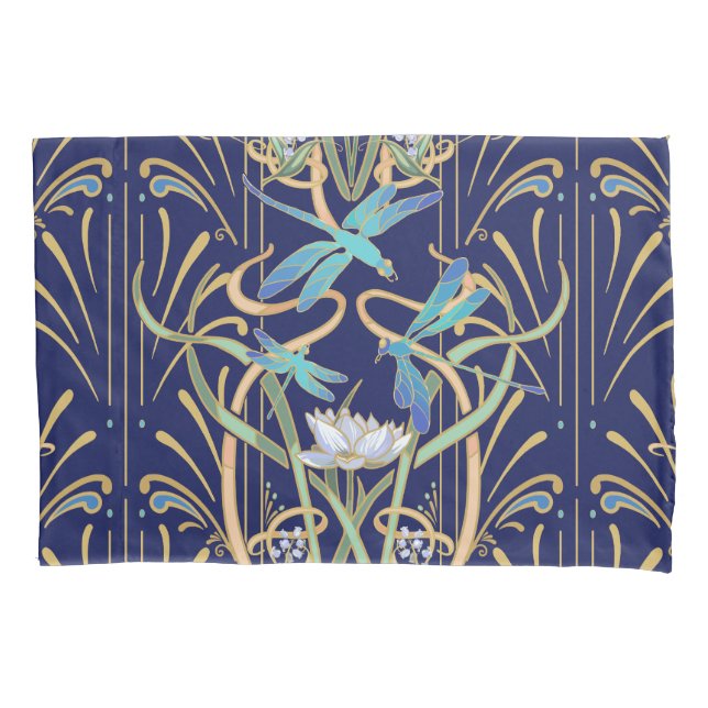 Art Nouveau Dragonflies Pattern Pillow Case (Front)