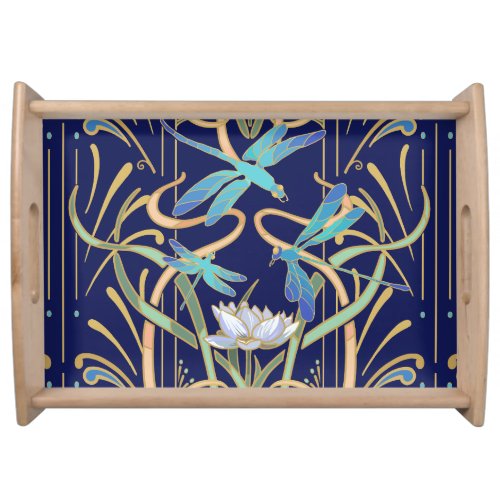 Art Nouveau Dragonflies Pattern Serving Tray