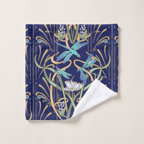 Art Nouveau Dragonflies Pattern  Wash Cloth