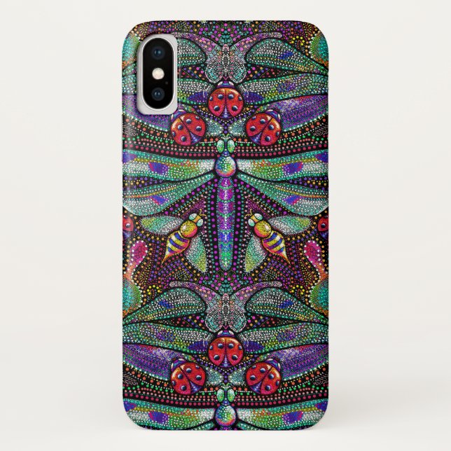 Art nouveau dragonfly damask case for iPhone X (Back)