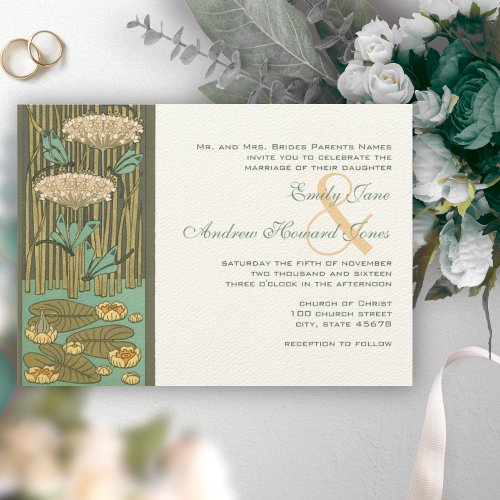 Art Nouveau Dragonfly dark font RGB HexCode 4C5A49 Invitation