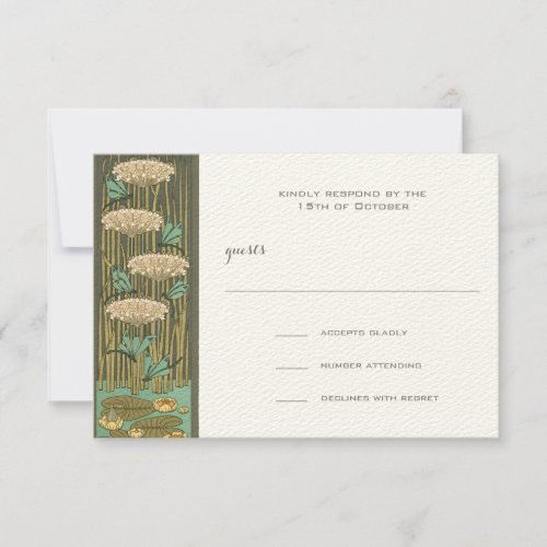 Art Nouveau Dragonfly Lily Pad RSVP Response Card