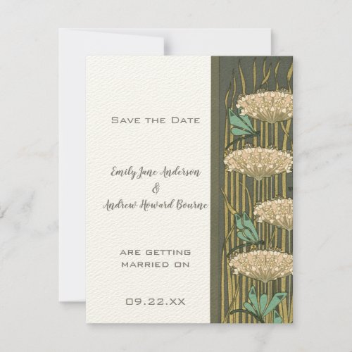 Art Nouveau Dragonfly Lily Pad Save the Date