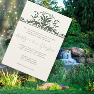 Art Nouveau Dragonfly Pale Mint Wedding Invitation