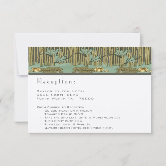 Art Nouveau Dragonfly Reception and Directio Invit Invitation (Front)