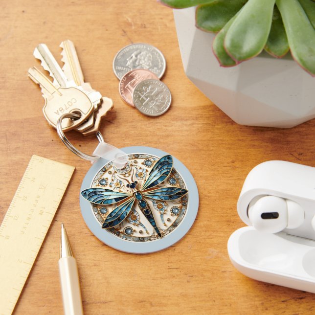 Art Nouveau Dragonfly Sapphires Elegant Gold   Keychain (Desk)