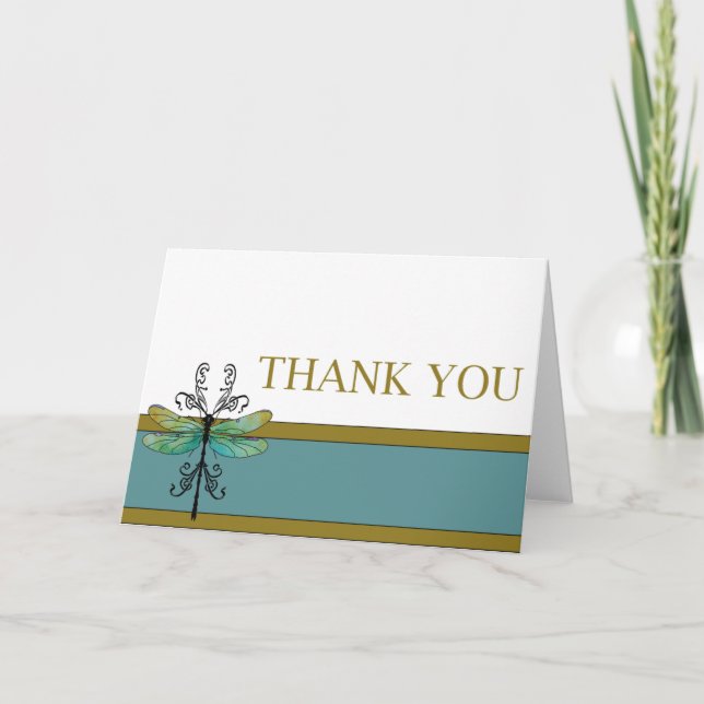 Art Nouveau Dragonfly Thank You Note (Front)